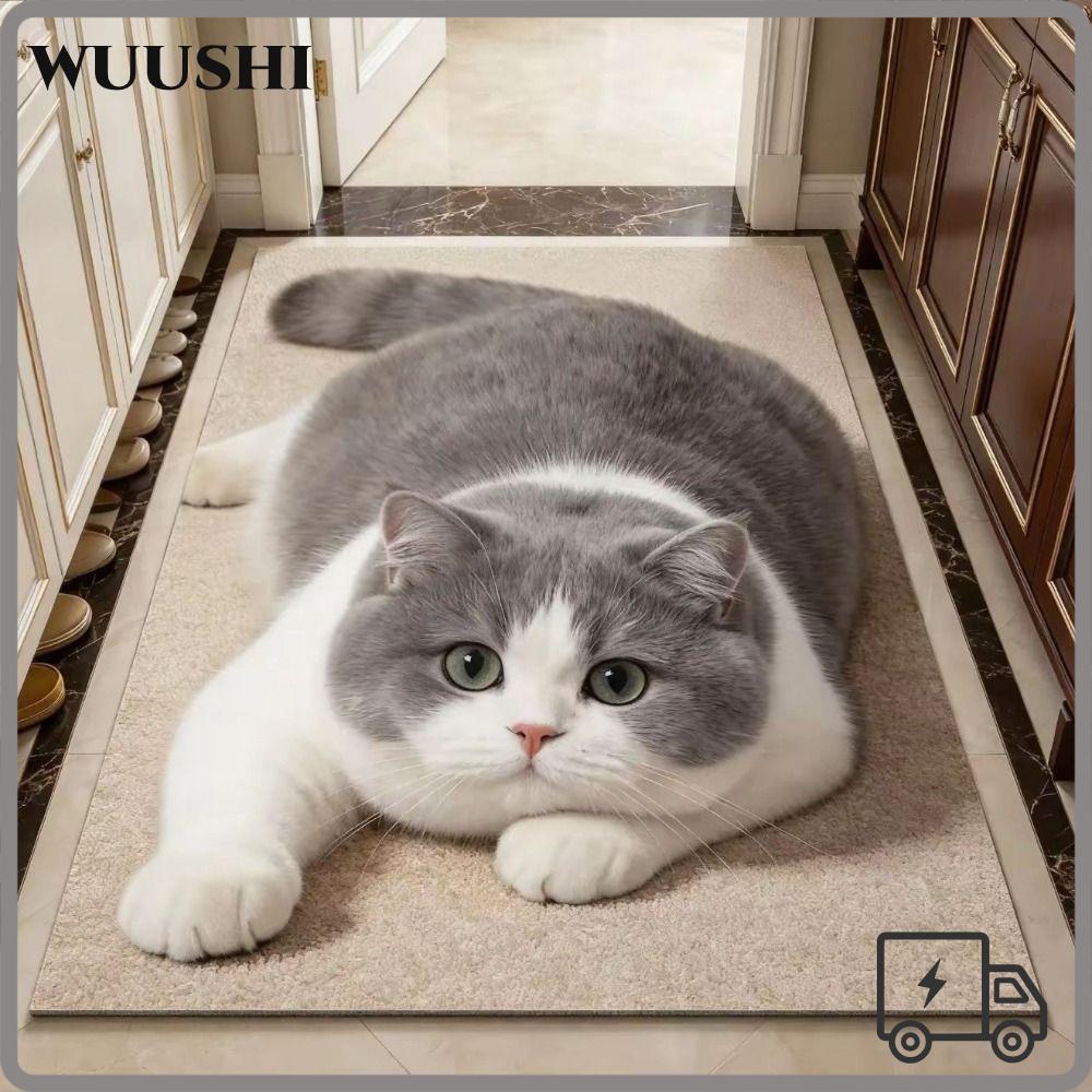WUSHI พรมปูพื้นแมวกันลื่น| พรมห้องน้ํา,น่ารัก4060ซมล้างทําความสะอาดได้จริงห้องนอนพรมประตูบ้านตกแต่งบ้าน