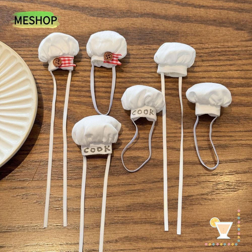 MESHOPTH หมวกเชฟ หมวกตุ๊กตาเสื้อผ้า DIY, มินิจิ๋วน่ารัก 10~15 ซม.|เสื้อผ้าตุ๊กตา ของตกแต่งตุ๊กตา
