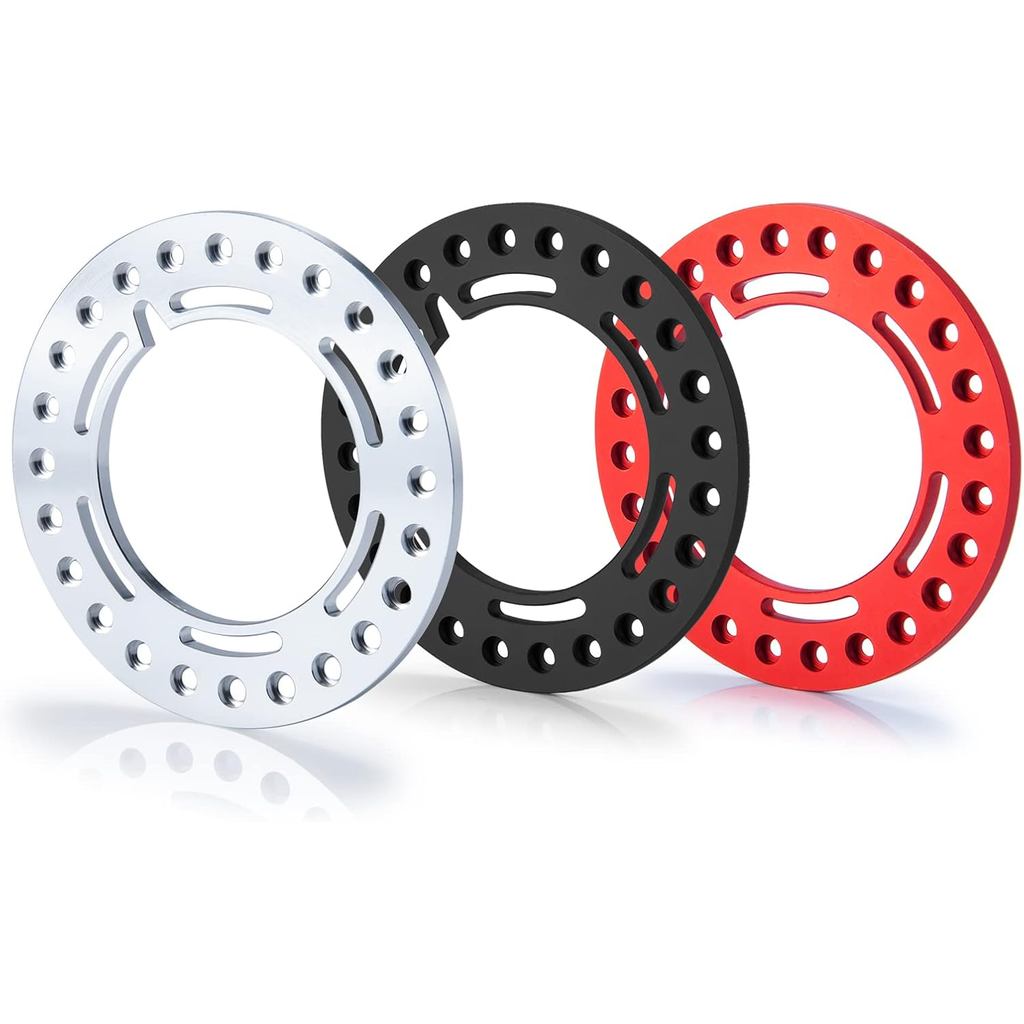 RCLIONS 4pcs อลูมิเนียม 2.2 นิ้ว RC Beadlock ล้อเปลี่ยนแหวนสําหรับ 1/10 RC Crawler รถ 2.2 "ล้อ (สีดํ