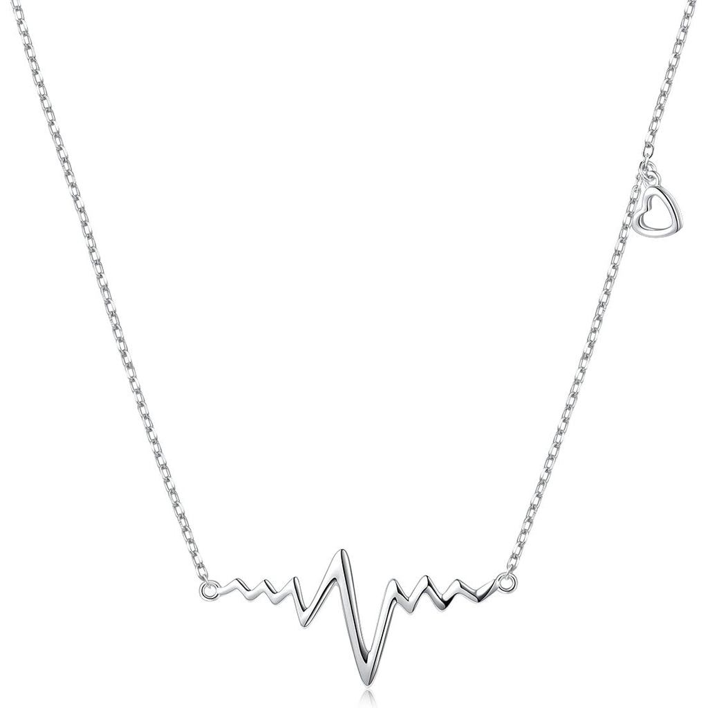 Yearace Heartbeat สร้อยคอ 925 เงินสเตอร์ลิง Ekg น่ารัก Life Line Heartbeat Love Cardiogram สร้อยคอขอ
