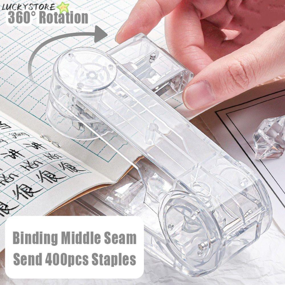 ลัคกี้สโตร์ เครื่องเย็บกระดาษ,เครื่องเย็บกระดาษยาวไม่แรง,อเนกประสงค์360องศาโรตารี่ใช้24/6 26/6ลวดเย็บกระดาษมัลติฟังก์ชั่คู่มือผูกพันเครื่องมืออุปกรณ์กรอ