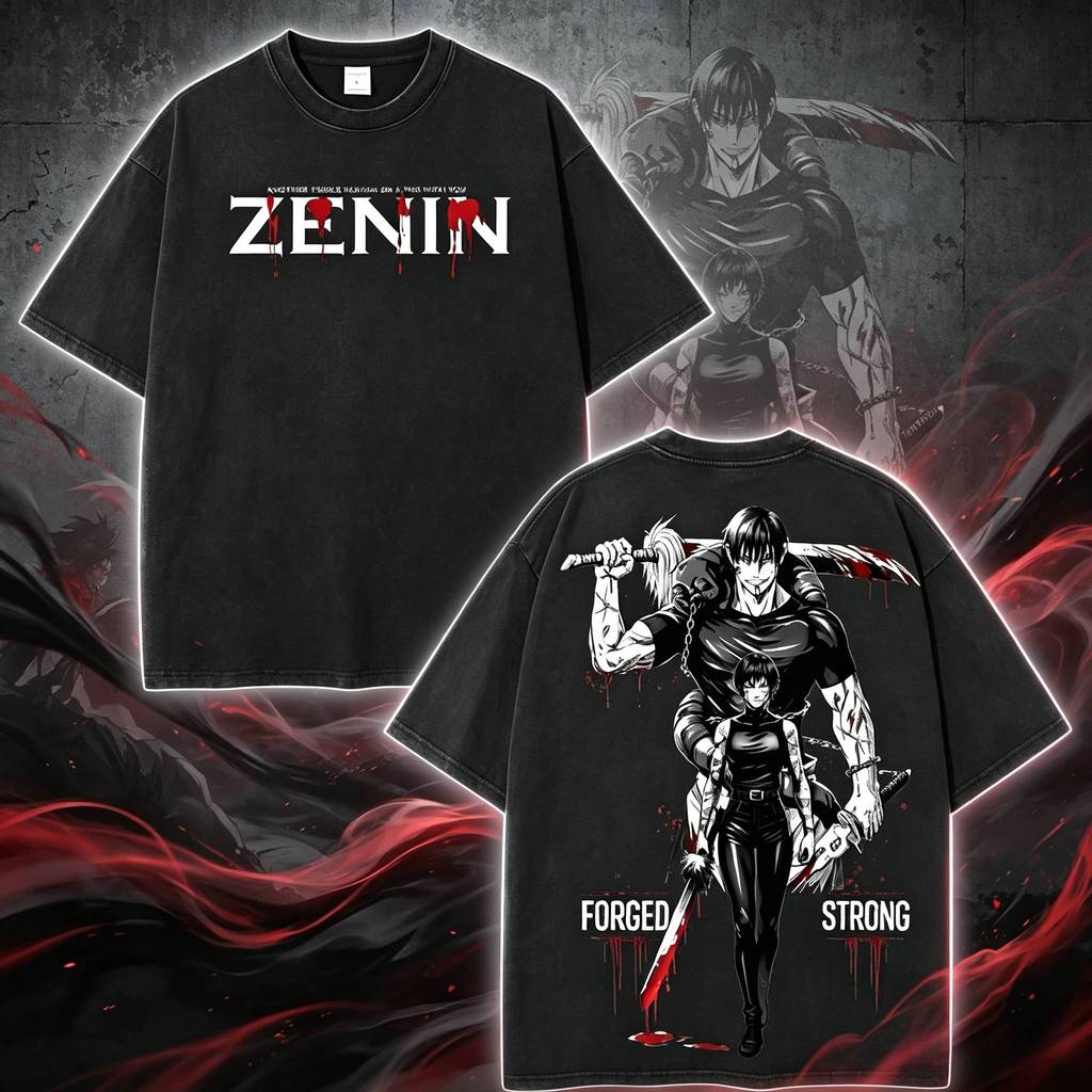 เสื้อยืด Toji Fushiguro Maki Zenin Jujutsu Kaisen T‑shirt ลายฉากเรื่องราวอนิเมะ สไตล์สตรีท ผ้าฝ้ายแท