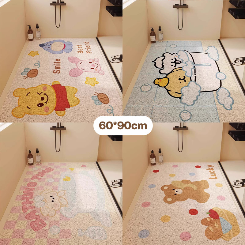 COD แผ่นรองกันลื่นในห้องน้ำ 60*90cm PVC พรมปูพื้น พรมเช็ดเท้าในห้องน้ำ ลายการ์ตูนน่ารัก ของตกแต่งบ้าน