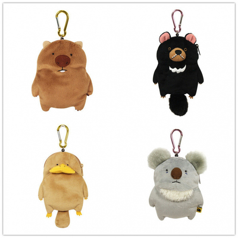 Wombat Family Platypus Bag Badger Tree Bear Plush Doll Retractable Card Holder Coin Purse Storage Ba