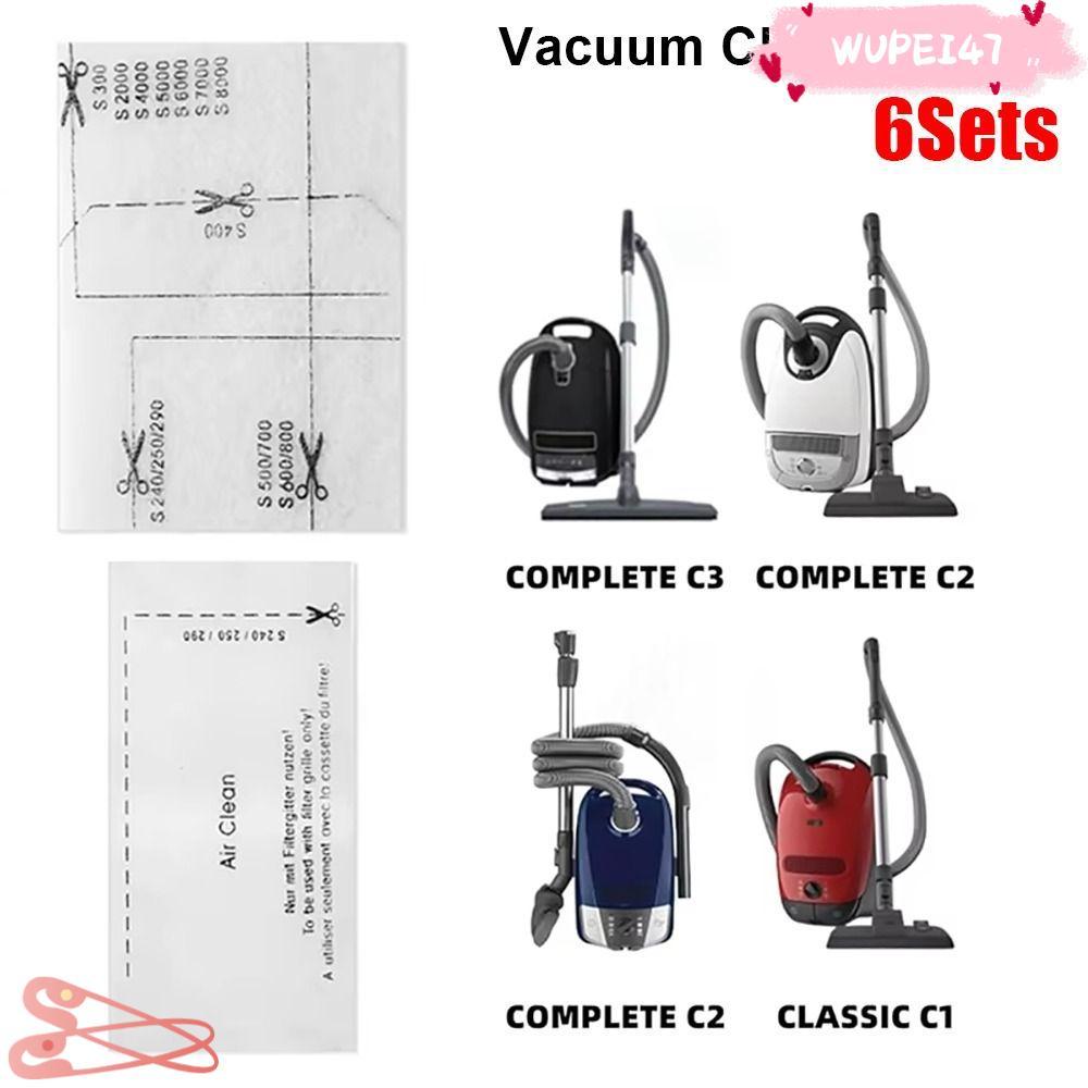 WUPEI47AD 6 ชุดเครื่องดูดฝุ่น, Air Clean Pack ผ้าฝ้ายกรอง,ทนทานไอเสียกรองอะไหล่สําหรับ Miele Complet