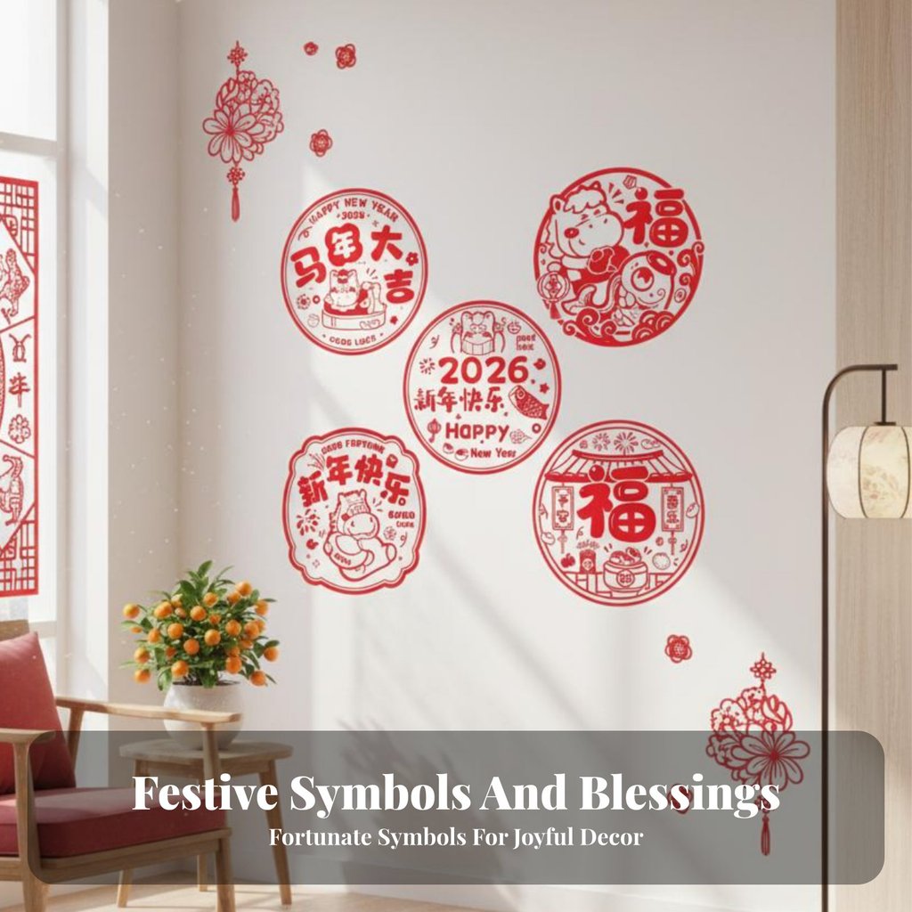 2026 Zodiac Horse Window Sticker, New Year Glass Decal, Holiday Wall Decor สําหรับ Shop & Home