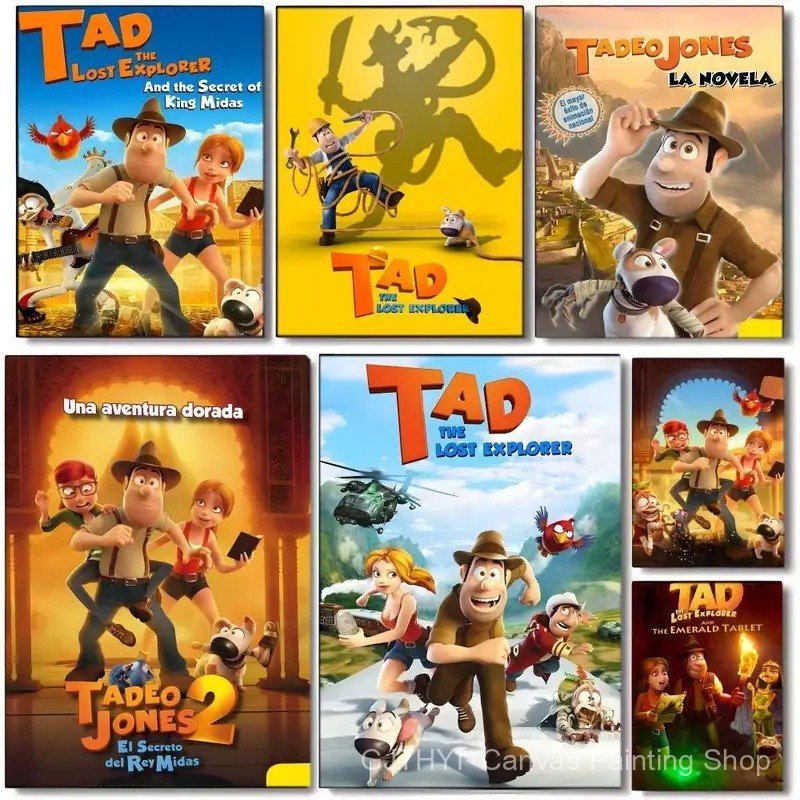 Y6XI อะนิเมะ T-Tad the Lost Explorer โปสเตอร์ Wall art พิมพ์ศิลปะเหมาะสําหรับห้องนั่งเล่นห้องนอนบาร์