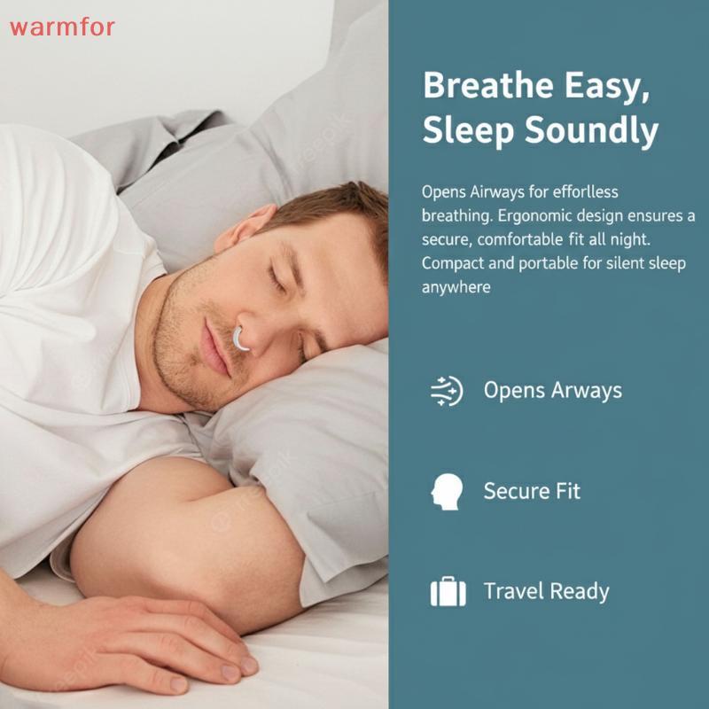 (warmfor) Anti Snoring Nose Clip วัสดุซิลิโคนสําหรับการนอนหลับที่ลึกช่วยหายใจง่าย Nasal Dilator สําห