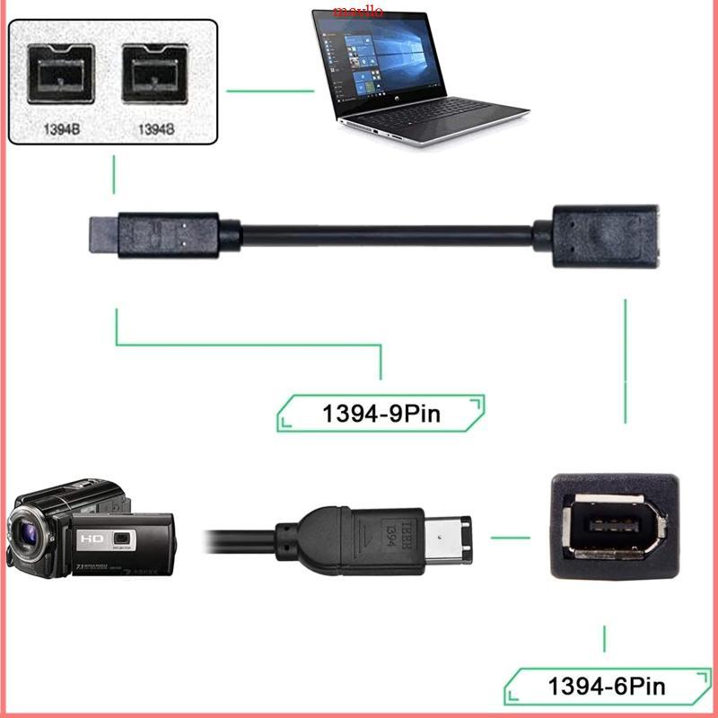 MAVLLO 20 ซม.IE1394 Firewire IEEE 1394 6Pin หญิง 1394b 9Pin ชายอะแดปเตอร์สาย