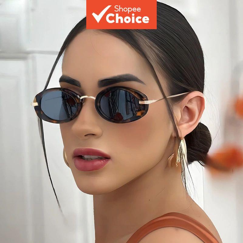 แว่นกันแดดผู้หญิง Retro Oval Uv400 อินเทรนด์ 2025 สไตล์อเมริกันยุโรป
