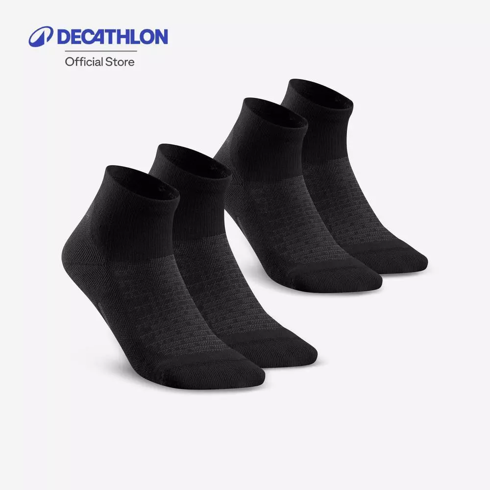 Decathlon Socks Hike 100 Mid 2-Pack ถุงเท้าหุ้มข้อเดินป่ารุ่น 100 แพ็ค 2 คู่ - Black