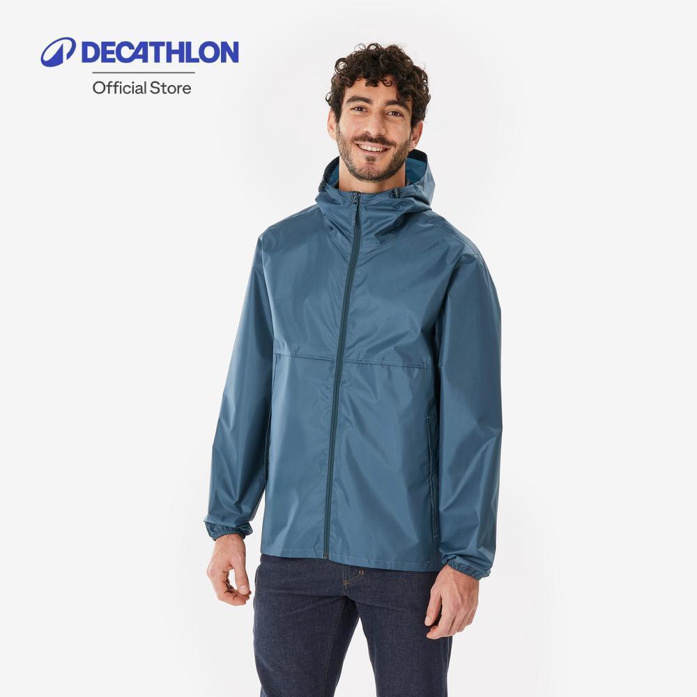 Decathlon Men’S Windproof And Water-Repellent Hiking Jacket เสื้อแจ็คเก็ตมีซิปสำหรับผู้ชาย รุ่น Raincut - Blue
