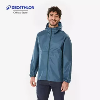Decathlon Men’S Windproof And Water-Repellent Hiking Jacket เสื้อแจ็คเก็ตมีซิปสำหรับผู้ชาย รุ่น Raincut - Blue