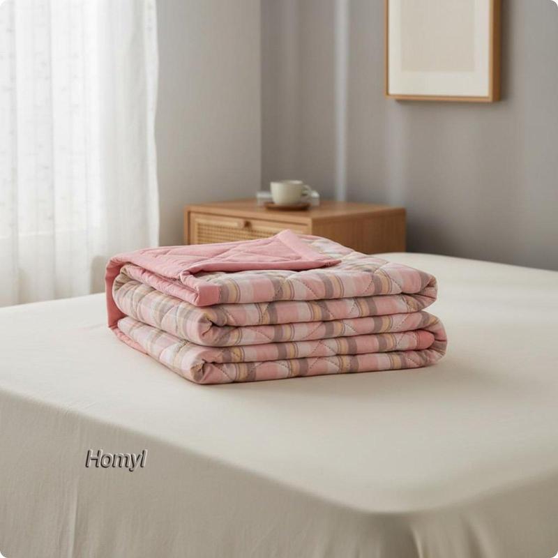 [Homyl] ผ้าห่มฤดูร้อนน้ําหนักเบาล้างผ้าฝ้ายผ้าพันคอ Airy Quilt ผ้าปูที่นอนแบบนุ่มสําหรับหอพักห้องพัก