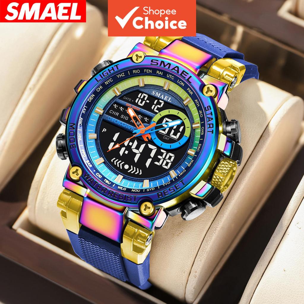 Smael Mens Sport Watch 12/24h Night Light Alarm Timer for Outdoor Use Gift