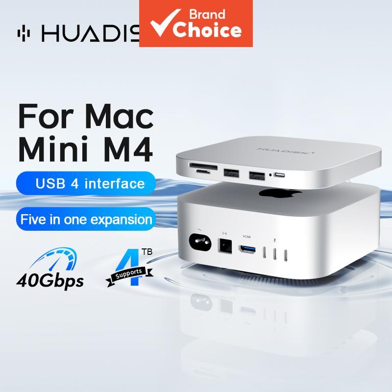 สถานีเชื่อมต่อแบบด็อกกิ้ง USB HUB HUADISK หลายพอร์ตสําหรับ Mac Mini M4 ความเร็ว 40Gbps รองรับการขยาย