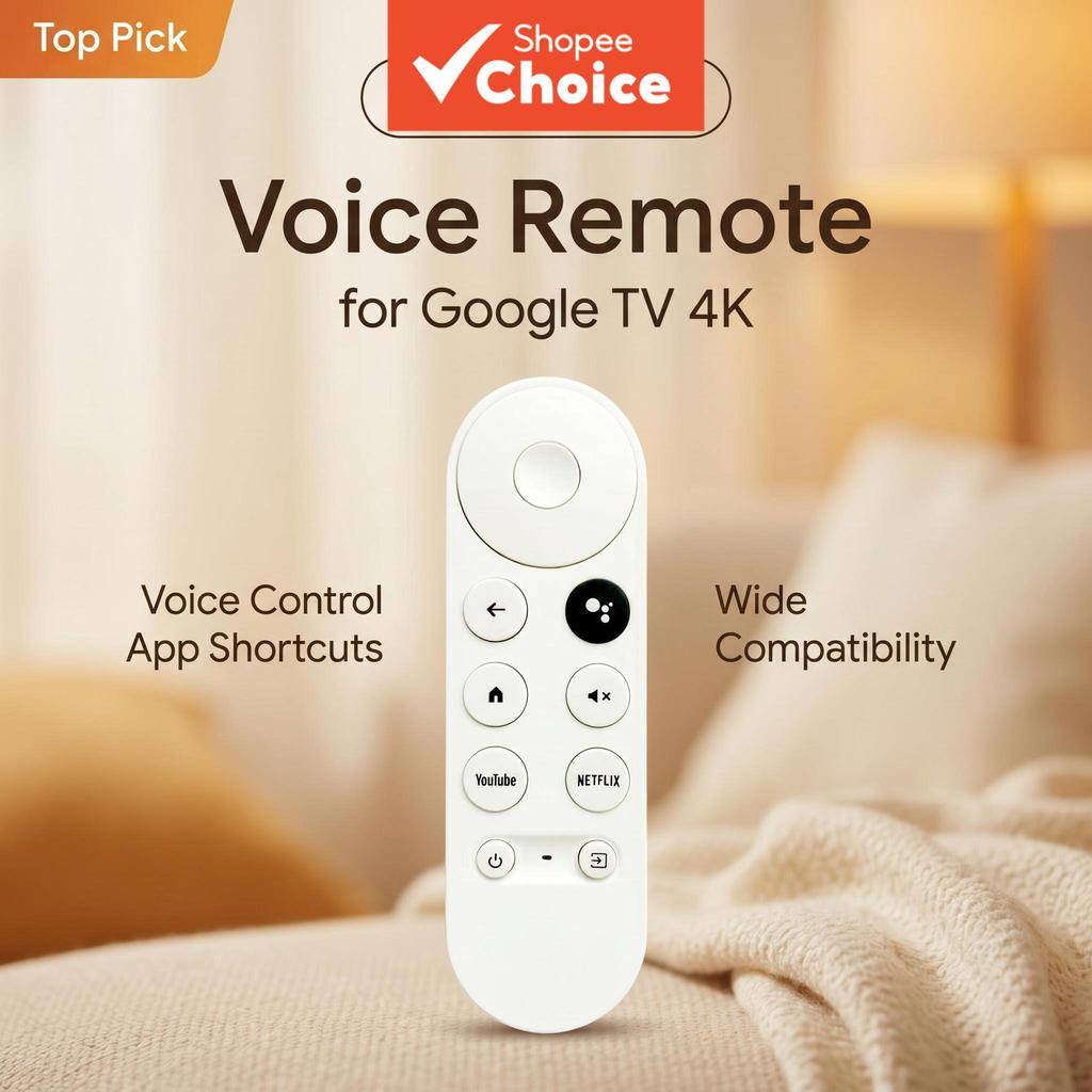 รีโมท Netflix สําหรับ Google Chromecast 4K, รีโมทเสียงสําหรับ Google TV พร้อมปุ่มลัดสําหรับ YouTube