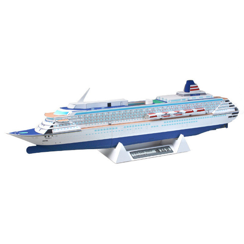 2 ชิ้น 1:800 Asuka I & II Paper Cruise Ship Model HQ, DIY Assembly Model สําหรับเด็ก