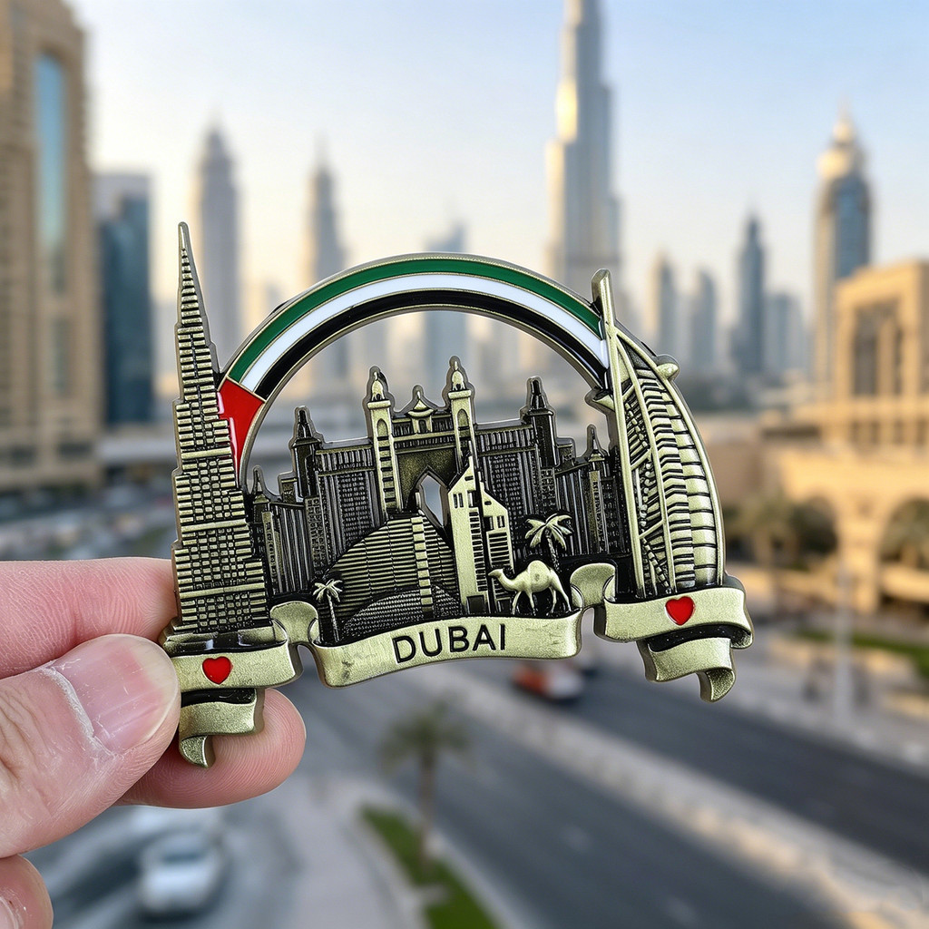 DUBAI DUBAI DUBAI Landmark สติ๊กเกอร์ติดตู้เย็นโลหะ Sailing Hotel Harry Fata Travel ของที่ระลึก ของท