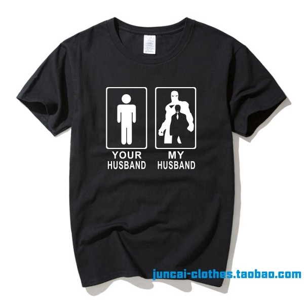 Wonder Woman Gelgardo ภรรยาของคุณคู่รักสไตล์ Iron Man สามีเสื้อยืดแขนสั้น
