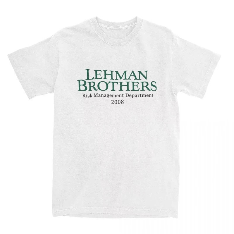เสื้อยืดลายตลกสำหรับผู้ชายและผู้หญิง Lehman Brothers Risk Management เสื้อยืดลำลองผ้าฝ้าย สตรีทแวร์ 