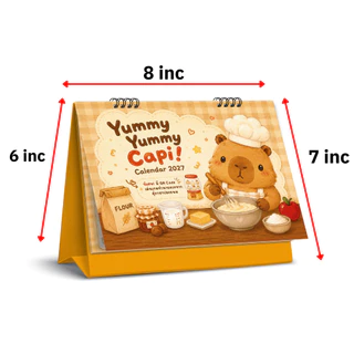ปฏิทินตั้งโต๊ะ 2570 ปฏิทินไทย 2027 Yummy Capi ลายคาปิบาร่าน่ารัก ขนาด 8x7 นิ้ว บอกวันหยุด วันพระ