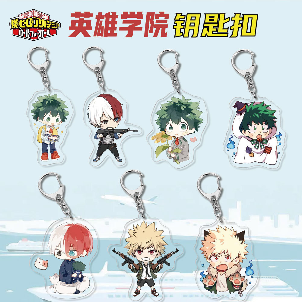 My Hero Academia MHA พวงกุญแจอะคริลิคสองชั้น, กระเป๋าเป้สะพายหลังอะนิเมะแขวน Charm จี้ Creative Scho