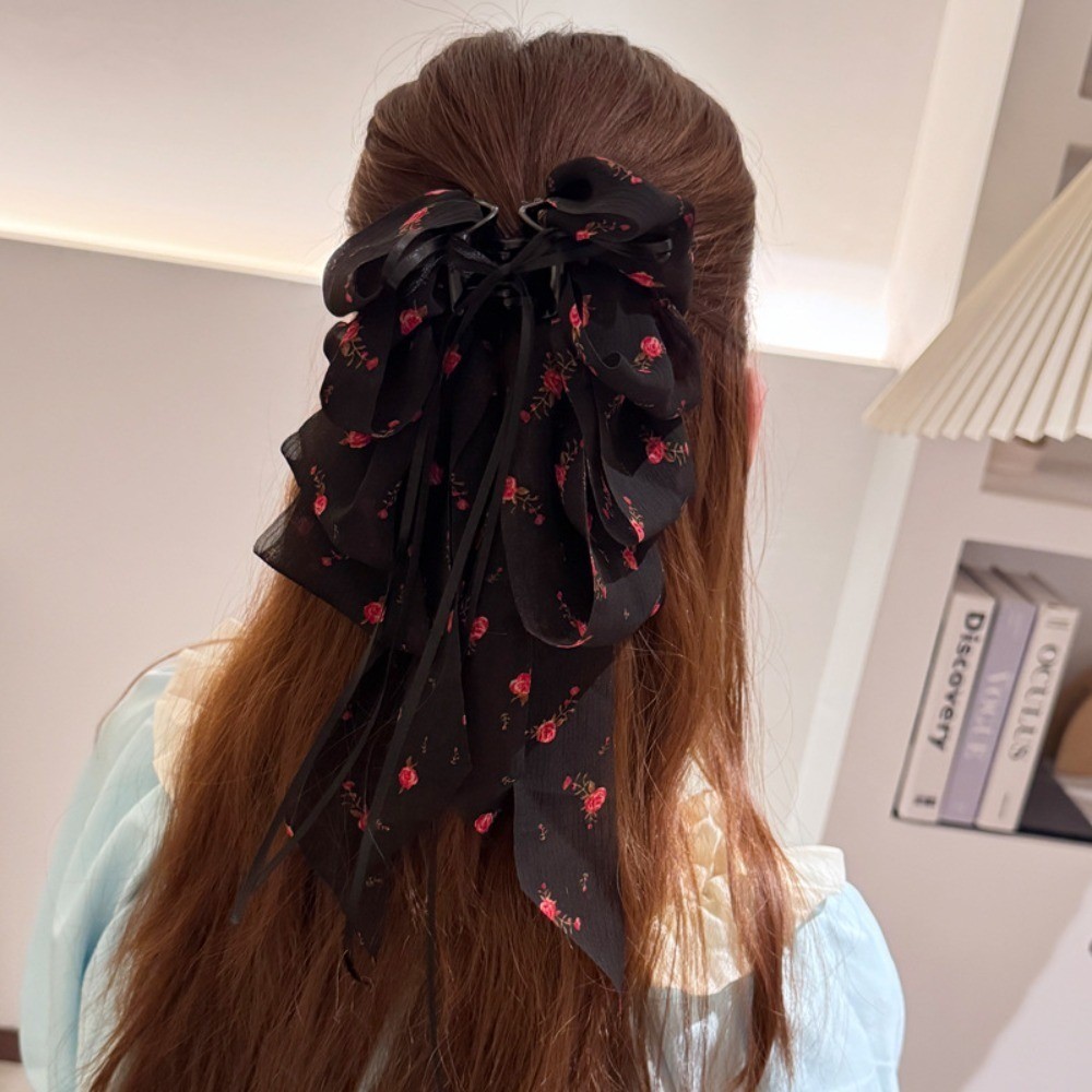 ใหม่ดอกไม้ Streamer Grabber คลิปผมหางม้าด้านหลังหัว Hairpin Super Fairy ฤดูร้อนลําแสงดอกไม้ Grabber หญิงสไตล์ฝรั่งเศส — صورة 2