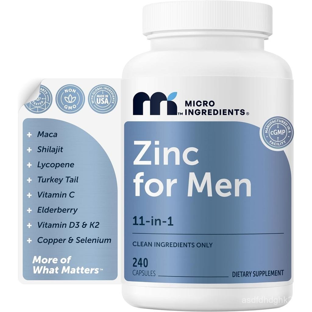 MicroIngredientsZincforMen50mgPerServing,240Capsules|11-in-1ChelatedZincPicolinatewithShilajit,,,Lyc