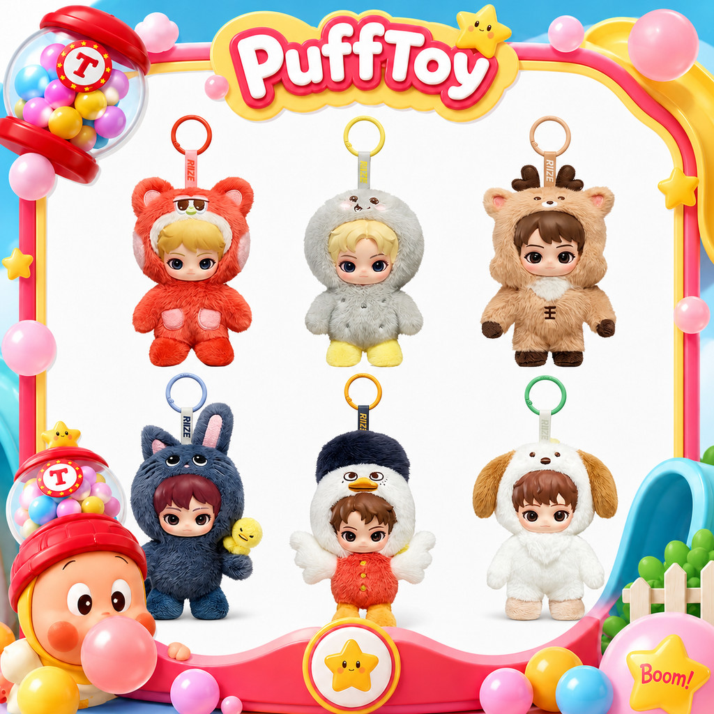 POPMART RIZE ตุ๊กตาเพื่อนน่ารัก Series ตุ๊กตาตุ๊กตาจี้ Mystery กล่องของเล่นรูป
