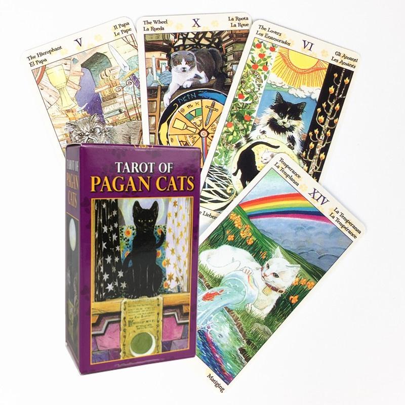 ไพ่ทาโรต์ Mini Size Tarot of Pagan Cats All English Tarot Board Game Cards Family Gathering