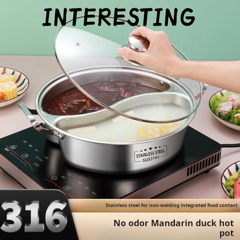 หม้อไฟซุปที่เข้าด้วยกัน, หม้อไฟแบ่งคู่สแตนเลส 316, เตาแม่เหล็กไฟฟ้าหม้อ Yuanyang ที่เข้ากันได้