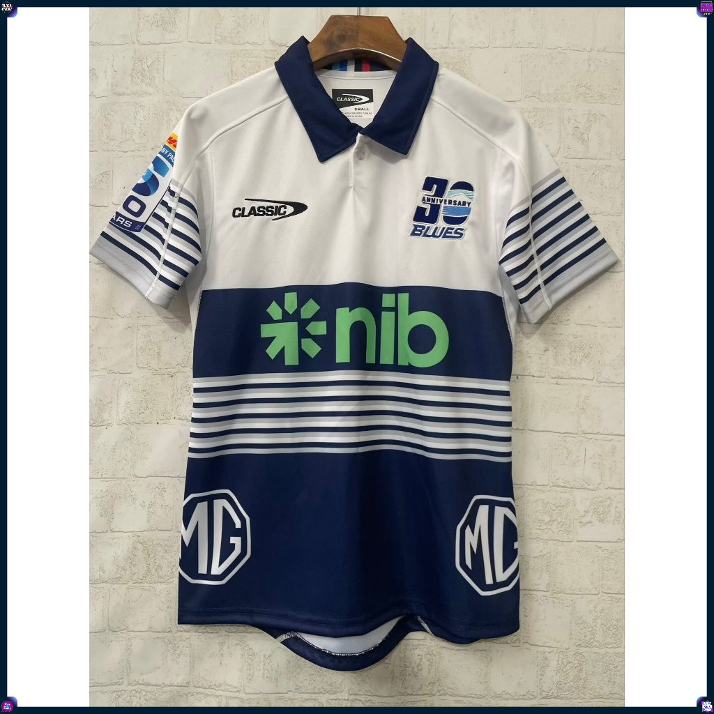 Rugby Jersey 2026 Blues Home Rugby Jersey เสื้อสเวตเตอร์แขนสั้นผู้ชาย