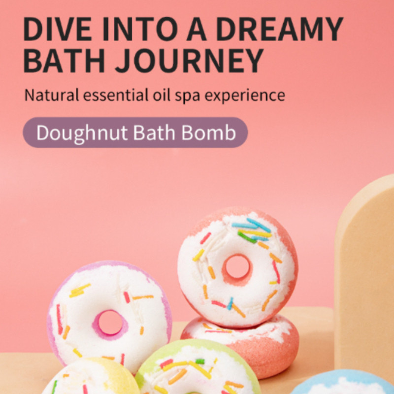 Donut Shape Bath Bomb ของเล่น Bath Fizzy Bubble Bath Ball สปาแช่เกลืออาบน้ําสําหรับอ่างอาบน้ํา
