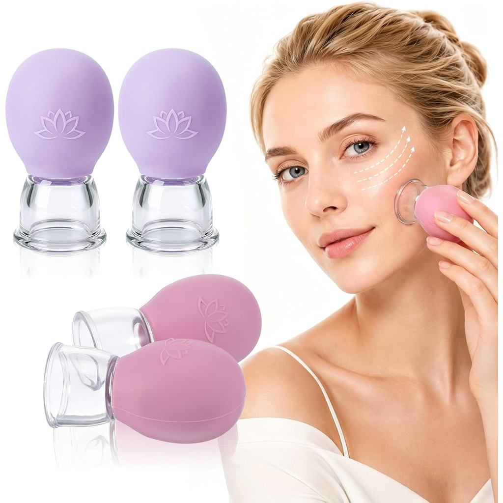 ชุดบําบัด Cupping Facial Silicone Face Cupping Kit | เครื่องมือนวดถ้วยป้องกันเซลลูไลท์ถ้วยดูดสูญญากา