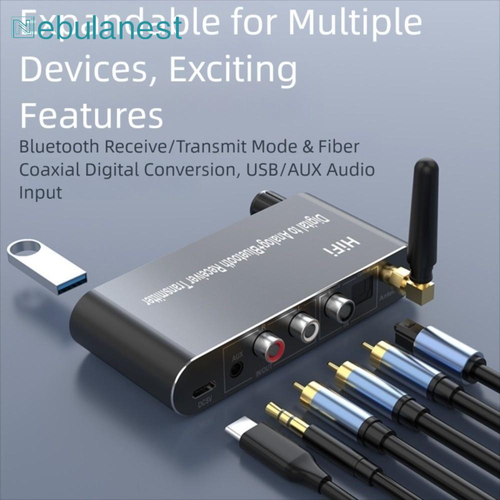 NEBULANEST Digital Optical to 3.5 mm, 4 in 1 พร้อม Bluetooth 5.1 Receiver Digital to Analog Audio Co