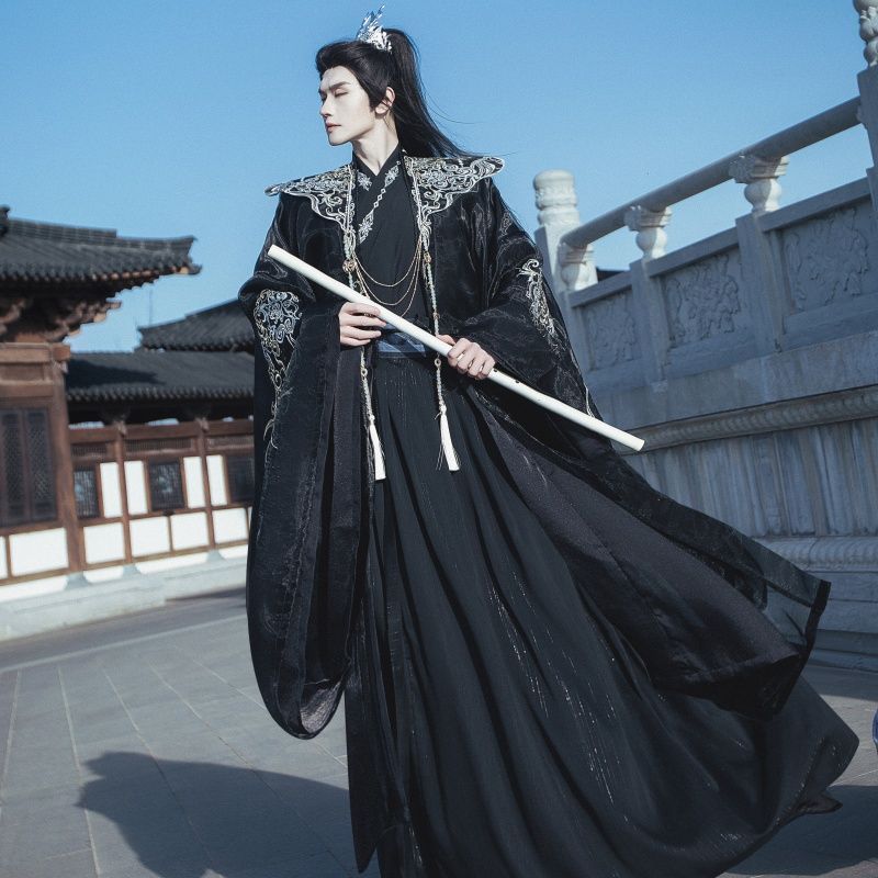 Shuyu [Dragon Phoenix Pei] Original Hanfu Style Cloud Shoulder Wei Jin Style Elegant Cool Sa Black W