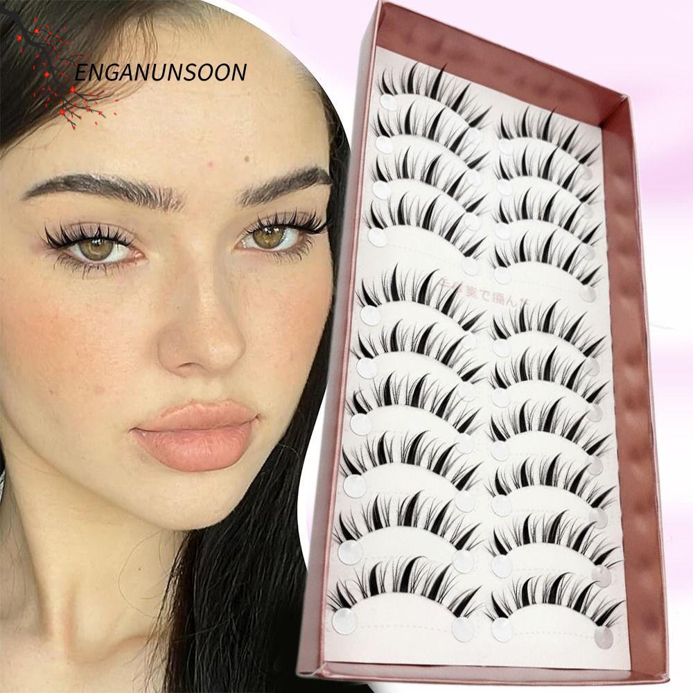 ENGANUNSOON Eyes Lashes, Wispy Strip Soft Manga Lashes, ร้อนธรรมชาติยาวอะนิเมะปลอม Lashes Eye แต่งหน