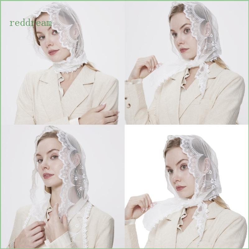 REDD ลูกไม้ดอกไม้ Headscarf สําหรับงานแต่งงานเจ้าสาว Latin Mass Headscarf Veil สําหรับผู้หญิงคริสตจั