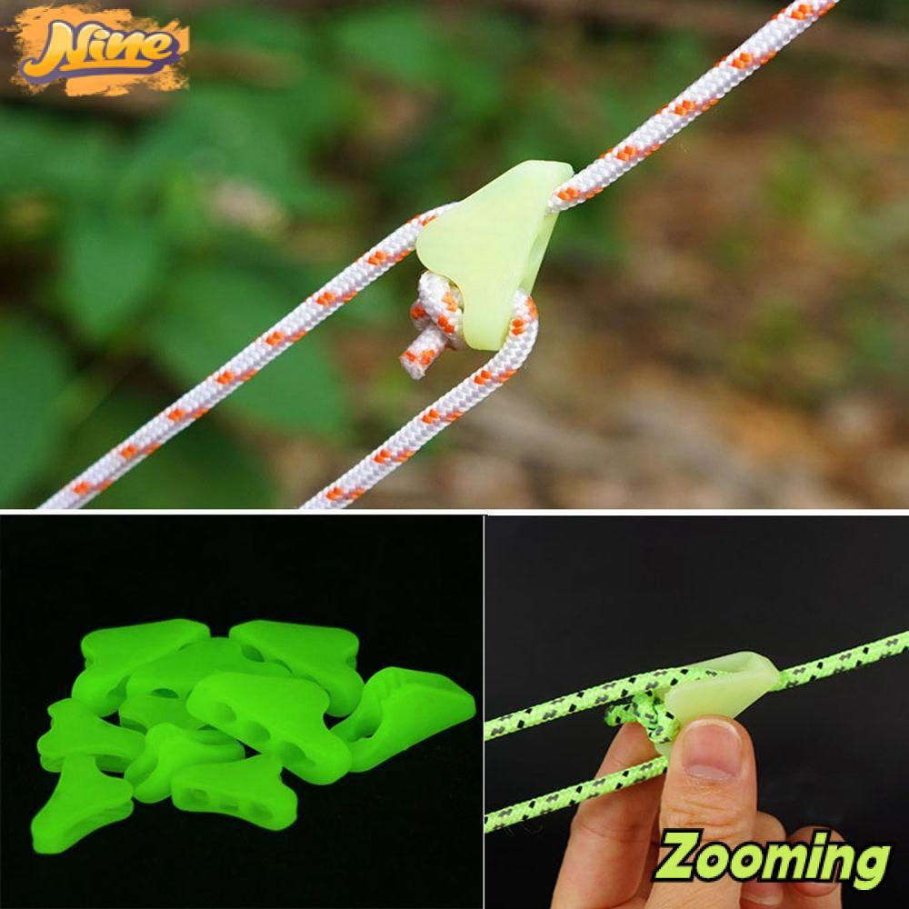 ZOOMING 10 ชิ้นเรืองแสงเชือก Stopper กันสาด Wigwam Adjuster สามเหลี่ยมพลาสติกตะขอกระชับ