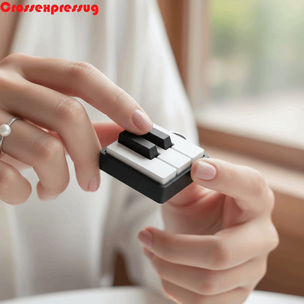 VORTEX Piano Stress Clicker พวงกุญแจ, 3D พิมพ์แบบพกพา Fidget Piano Charm พวงกุญแจ, แบบพกพามินิขนาด S