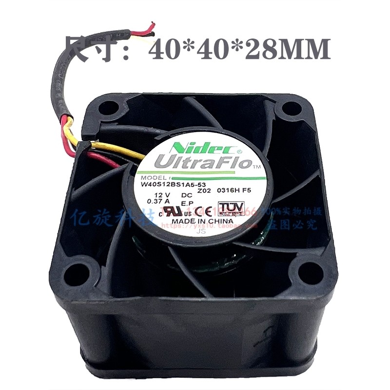 Original Nidec 4028 W40S12BS1A5-53 12V 0.37A พัดลมสวิตช์ไฟ 4 ซม.