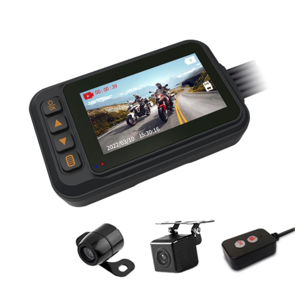 OBEST Motorcycle Dashboard Camera Waterproof Dual Camera Front and Rear 1600x1200 Resolution Front 1