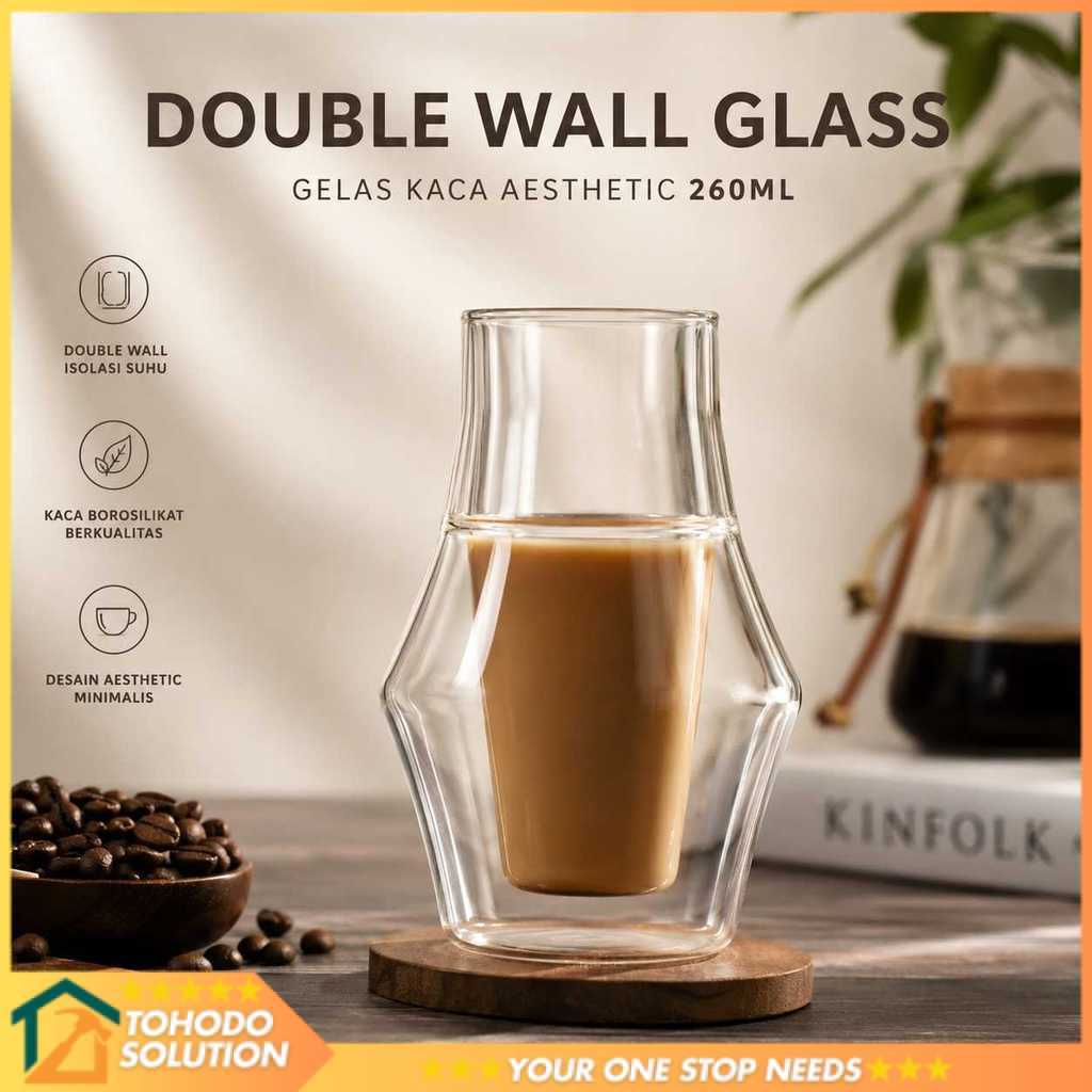 One Two Cups Aesthetic Coffee Glass Double Wall Glass 260ml - SN530