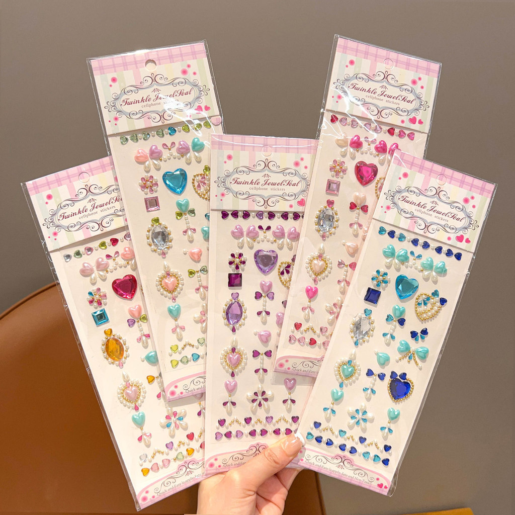 สติกเกอร์คริสตัลสีสันสดใสหัวใจอัญมณี พลอยเทียม สติกเกอร์สําหรับเด็กแต่งหน้าเคสโทรศัพท์ ทําเอง บรรจุภัณฑ์ของขวัญตกแต่ง รูปที่ 9