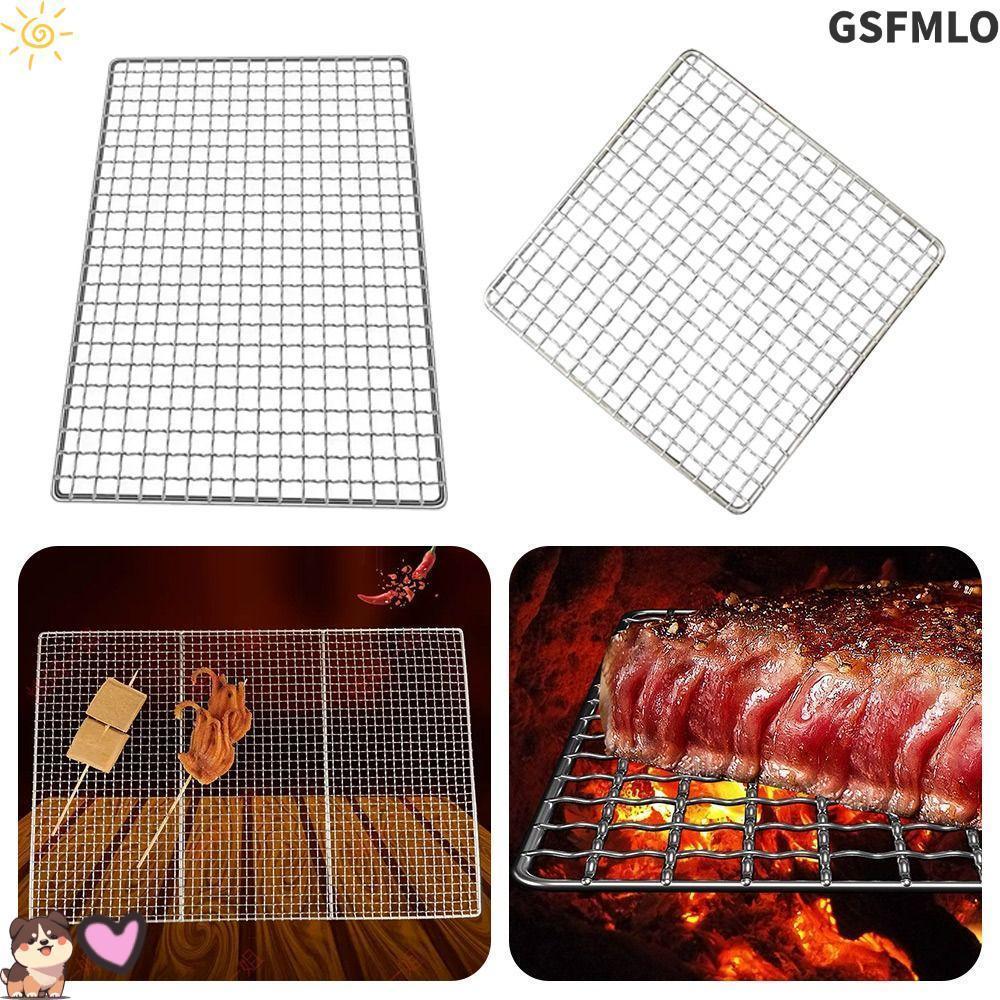 GSFMLO Grill , ชั้นวางตะแกรงนอนสติ๊กแบบใช้ซ้ําได้, เครื่องมือทําอาหารทรงสี่เหลี่ยมลวดเหล็ก
