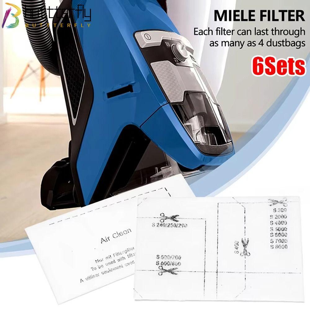 BUTTTERFLY 6 ชุดผ้าฝ้ายกรอง, Air Clean ไอเสียกรองเครื่องดูดฝุ่น,ทนทาน Pack อะไหล่สําหรับ Miele Compl