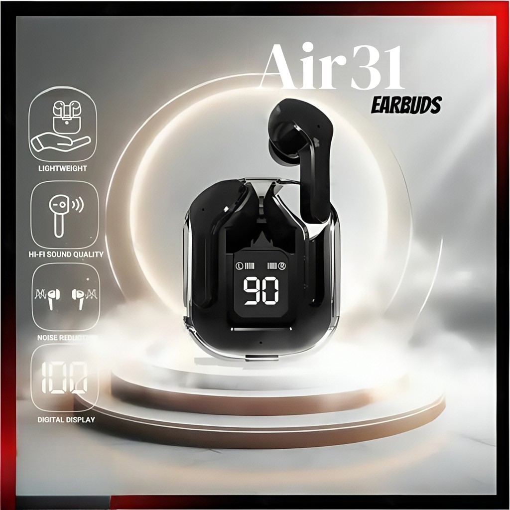 Air31 บลูทู ธ 5 3 หูฟังไร้สายหูฟังชนิดใส่ในหูพร้อมเคสชาร์จเสียงสดใสการโทรที่ชัดเจนการควบคุมแบบสัมผัสพกพาทุกวัน