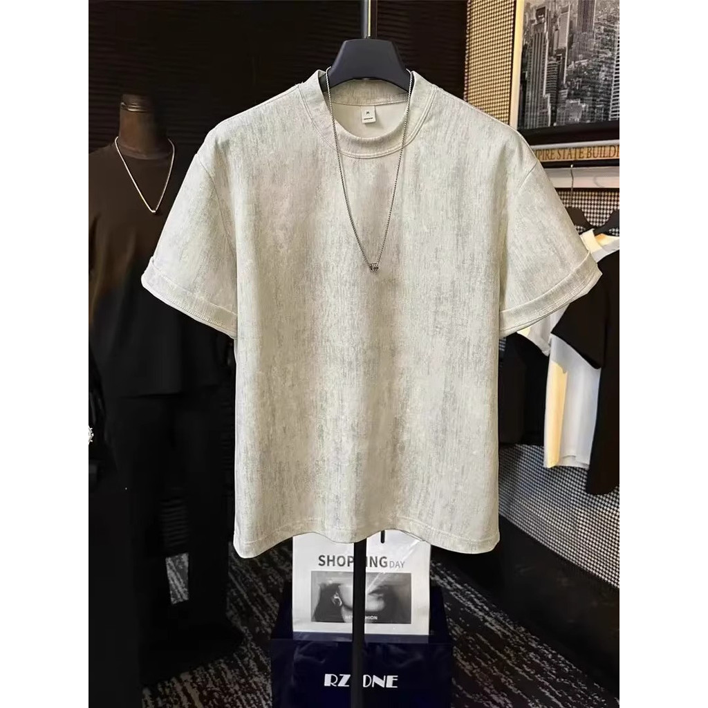 ฤดูร้อนใหม่สไตล์ผู้ชายรอบคอแขนสั้นเสื้อยืด Tie-Dye High-Dye สบาย