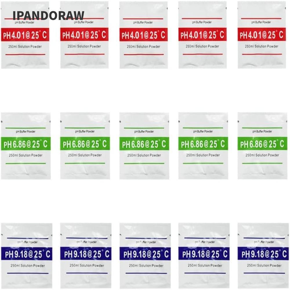 IPANDORAW 15 ชิ้น PH Meter Calibration Solution Powder, PH 9.18 PH 6.86 PH Buffer Solution Powder, C